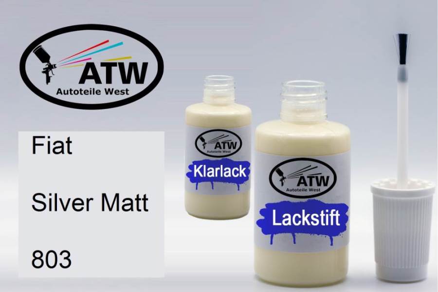 Fiat, Silver Matt, 803: 20ml Lackstift + 20ml Klarlack - Set, von ATW Autoteile West.